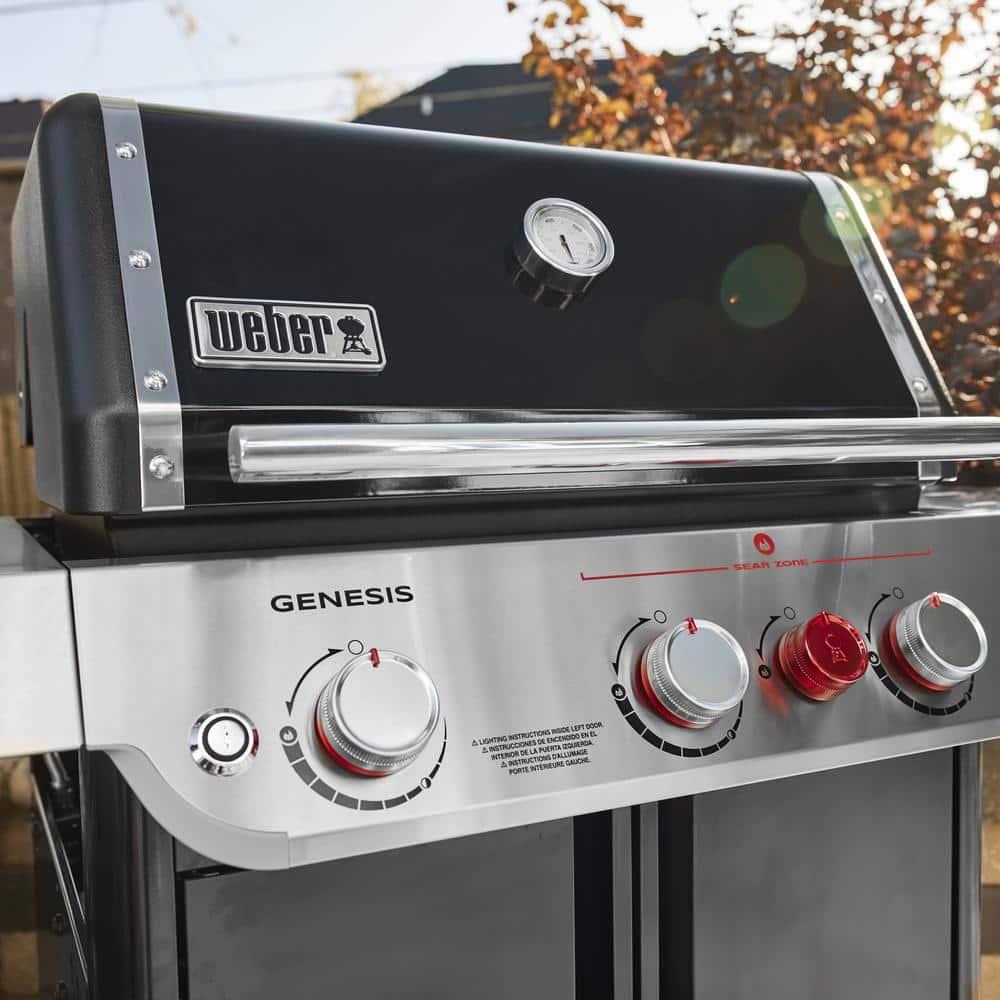 Weber Genesis E-325 3-Burner Silver Propane Gas Grill with Side Tables and Thermometer