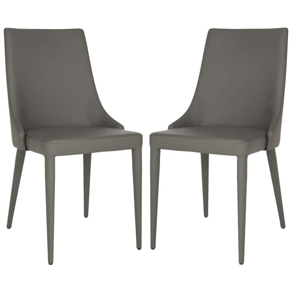 Summerset 19" H Leather Side Chair (Set of 2) - FOX2014 - Grey - Safavieh Couture