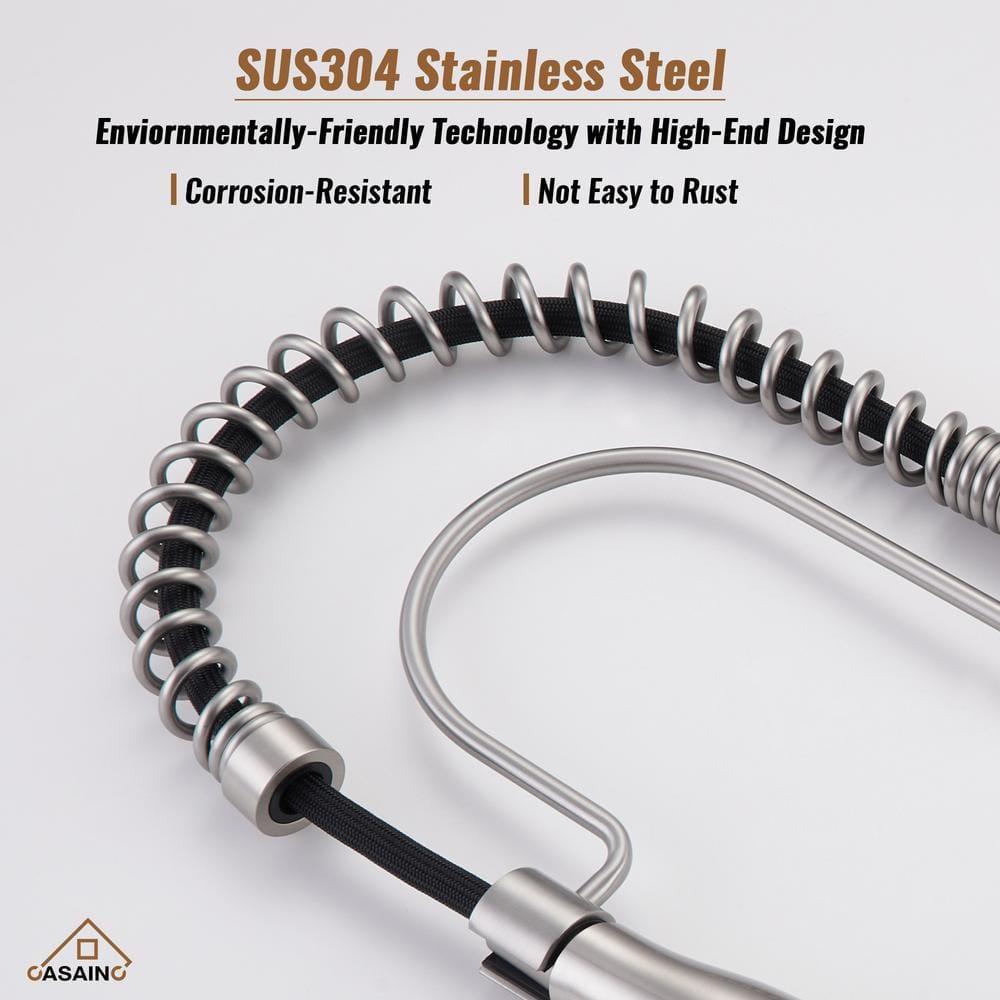 CASAINC Single Bowl White Fireclay Farmhouse Kitchen Sink With Faucet Included