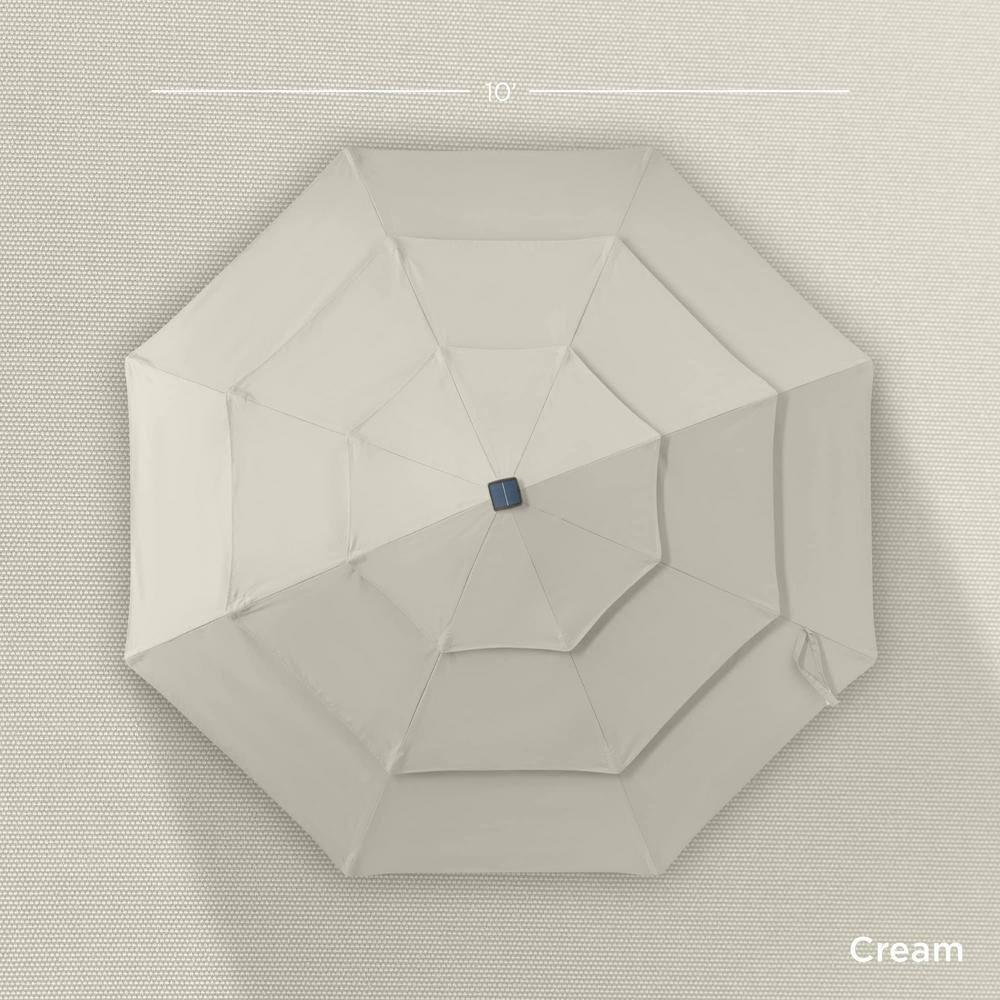 Best Choice Products 10ft 3-Tier Solar Patio Umbrella w/ 24 LED Lights, Tilt Adjustment, Easy Crank - Ivory