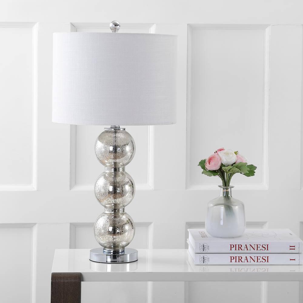 Rosdorf Park Led Table Lamps Set Of 2 - Contemporary Triple Glass Sphere Design, Mercury Silver/Chrome Finish