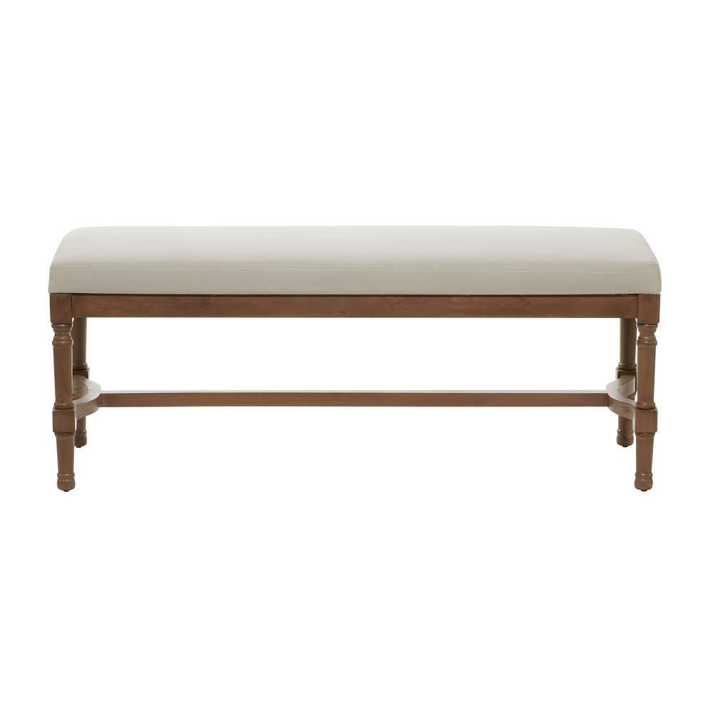 DecMode Wood Bench with Burlap Seat, Brown