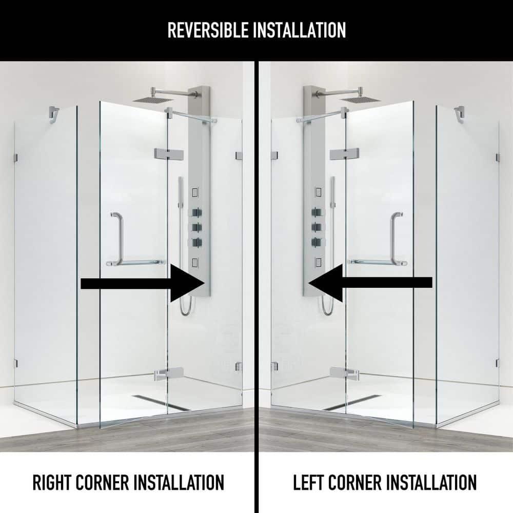 VIGO Monteray 46" W x 30" D x 73" H Hinged Frameless Shower Enclosure with 3/8  Clear Glass VG6011CHCL48