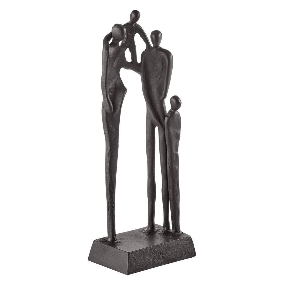 Danya B Brown Cast Iron Abstract Family of Four Together Sculpture - Tabletop Figurine For Desks, Accent Tables, or Shelves