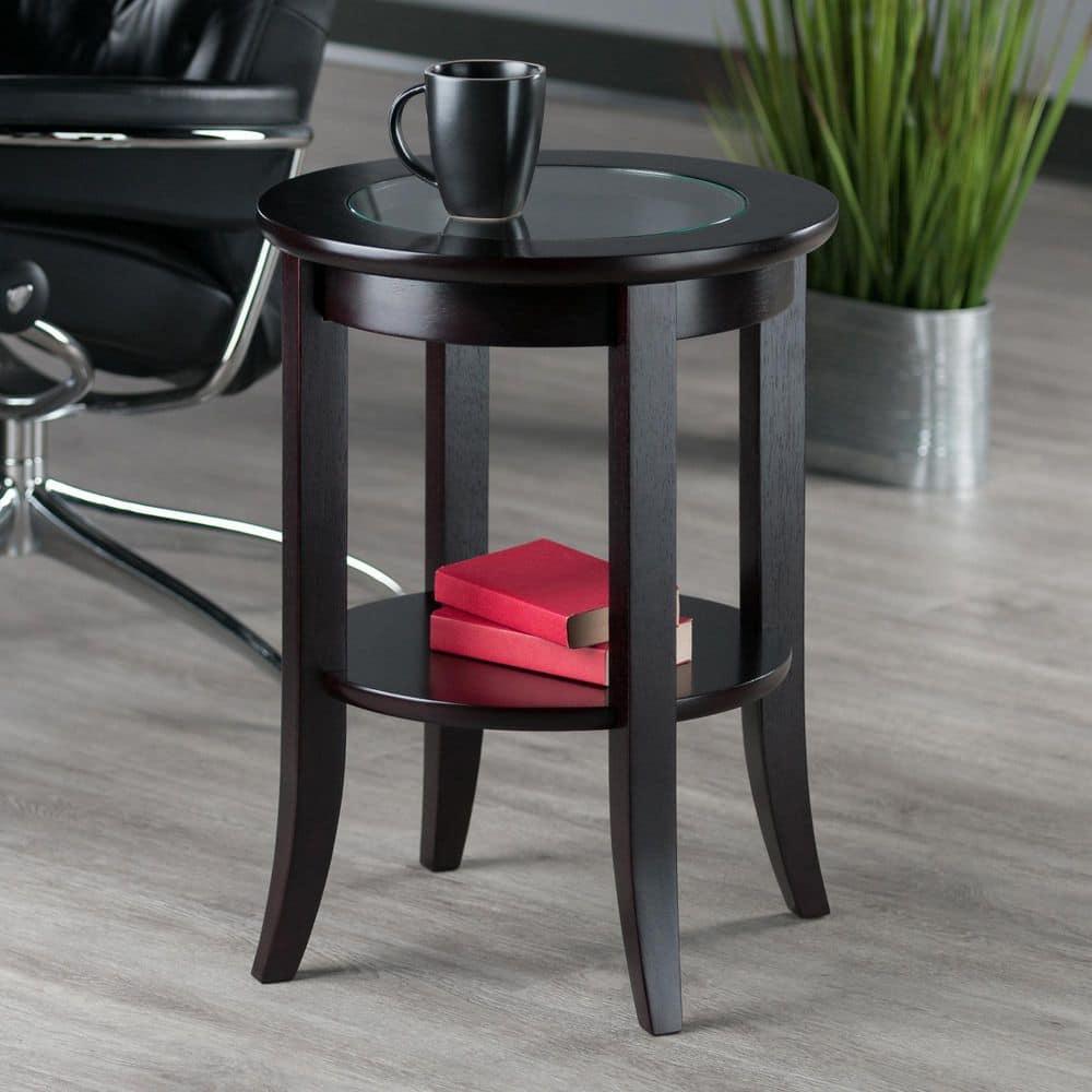 Winsome Genoa End Table Glass Inset one shelf