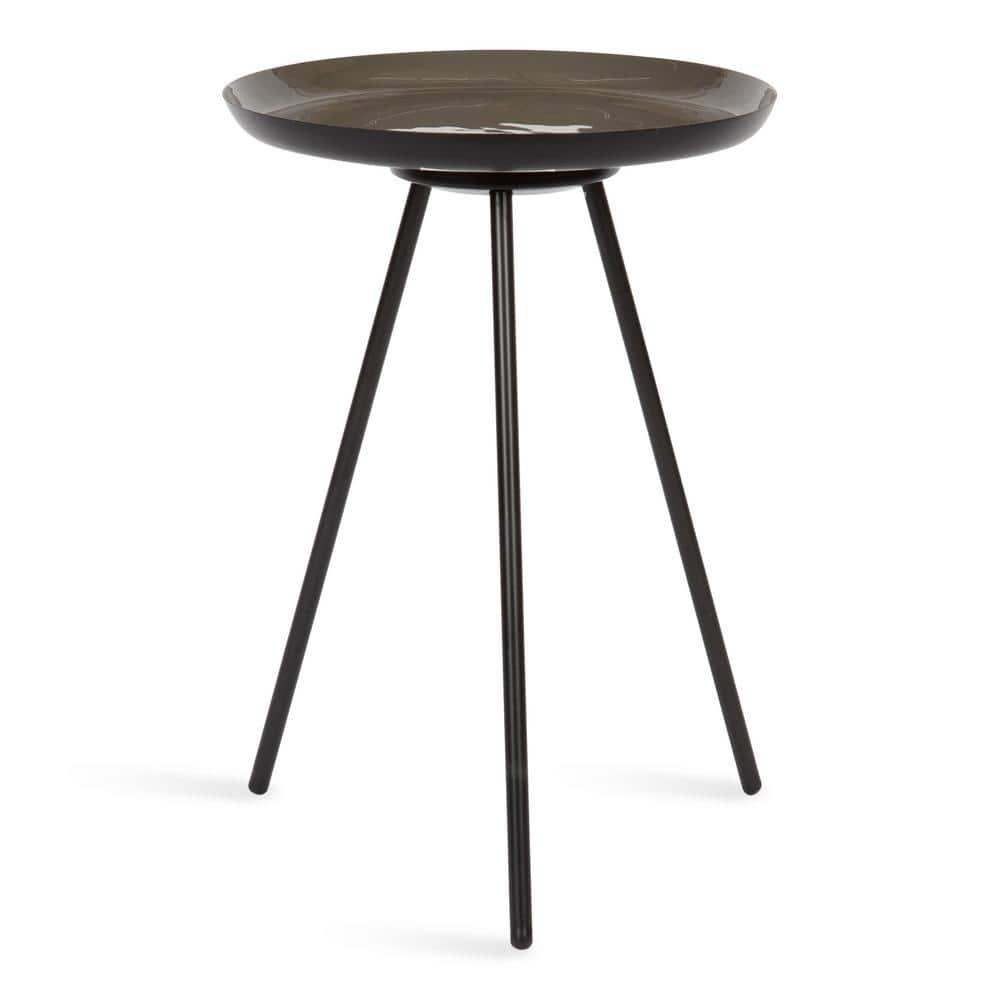 Kate and Laurel Laranya Round Metal Side Table, 15x15x22.5, Brown and Black