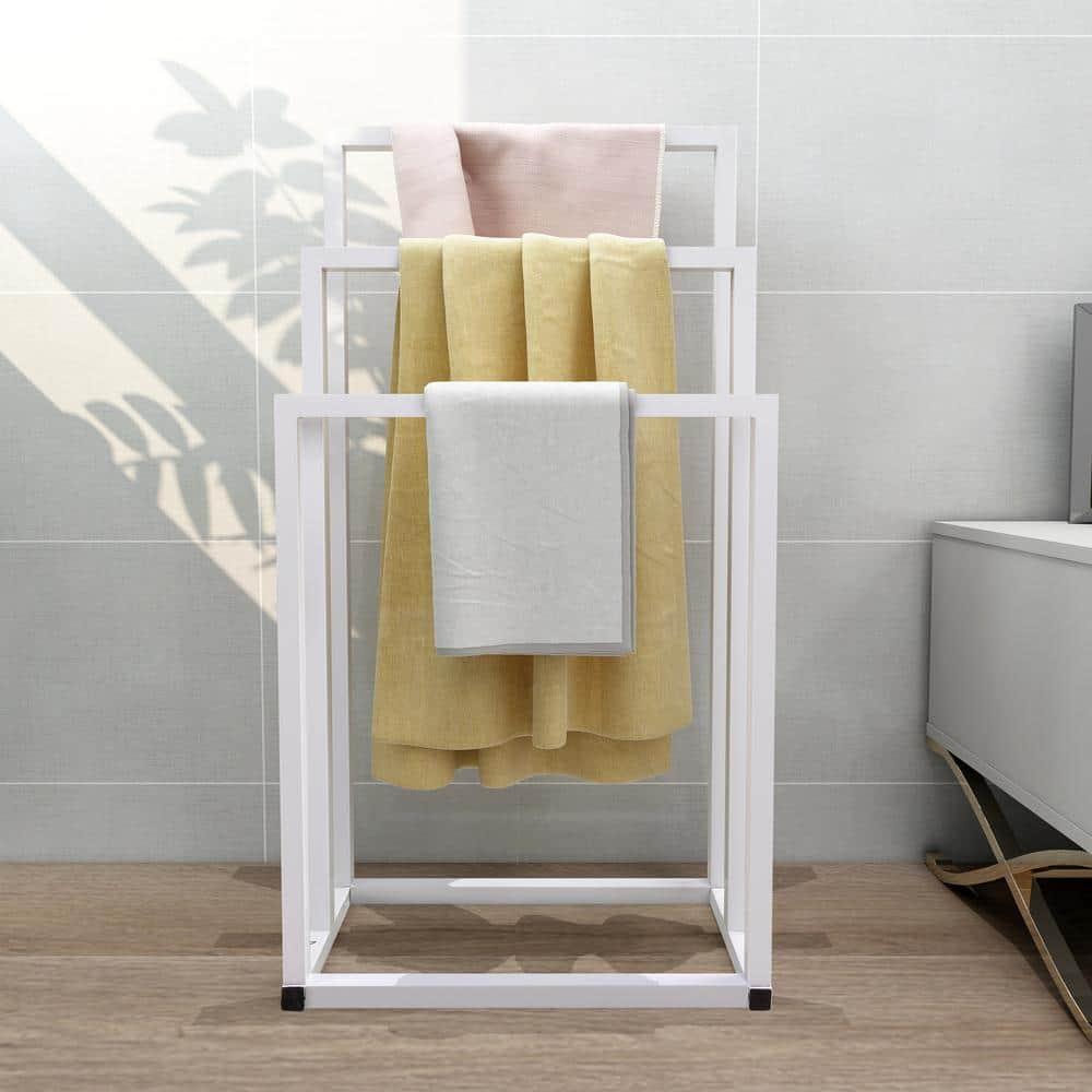 Kselythan 3 Tiers Metal Towel Rack, Freestanding Towel Rack, Blanket Drying Stand Holder for Outdoor Pool Bedroom Living Room Bathroom