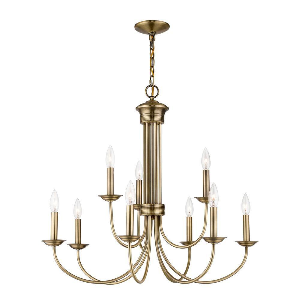 Livex Lighting Estate 9 - Light Chandelier in  Antique Brass