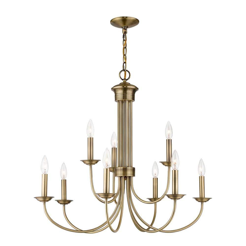 Livex Lighting Estate 9 - Light Chandelier in  Antique Brass