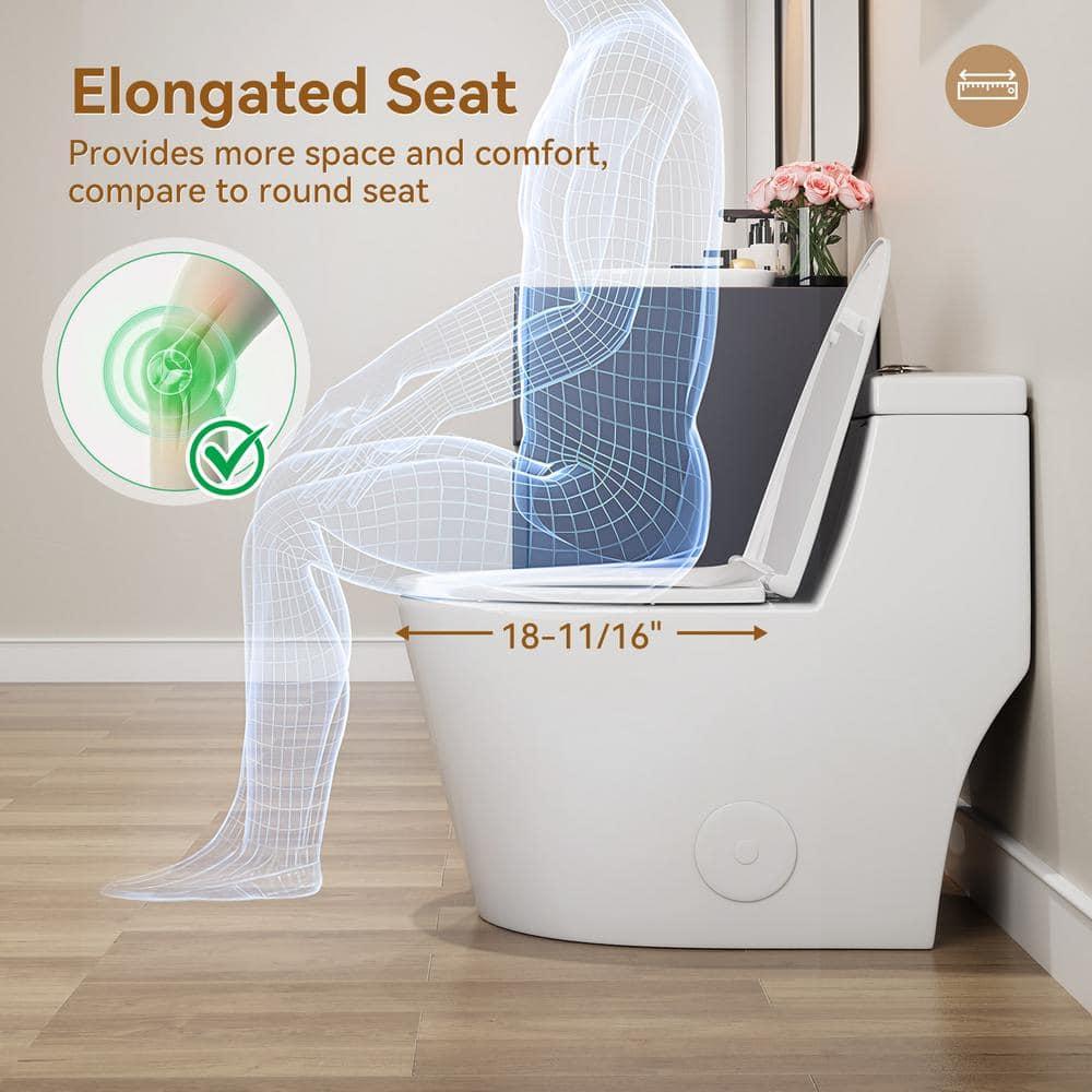 Greta Tornado Powerful Flush One-Piece Toilet, 1.28 GPF Elongated Floor Mounted
