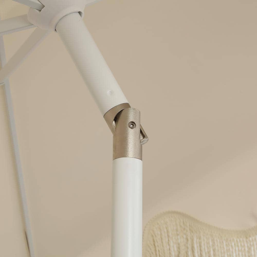 JONATHAN Y Collins 9 ft. Classic Cottage Tassel Market Patio Umbrella with Auto-Tilt, Crank, Wind Vent and UV Protection in Cream
