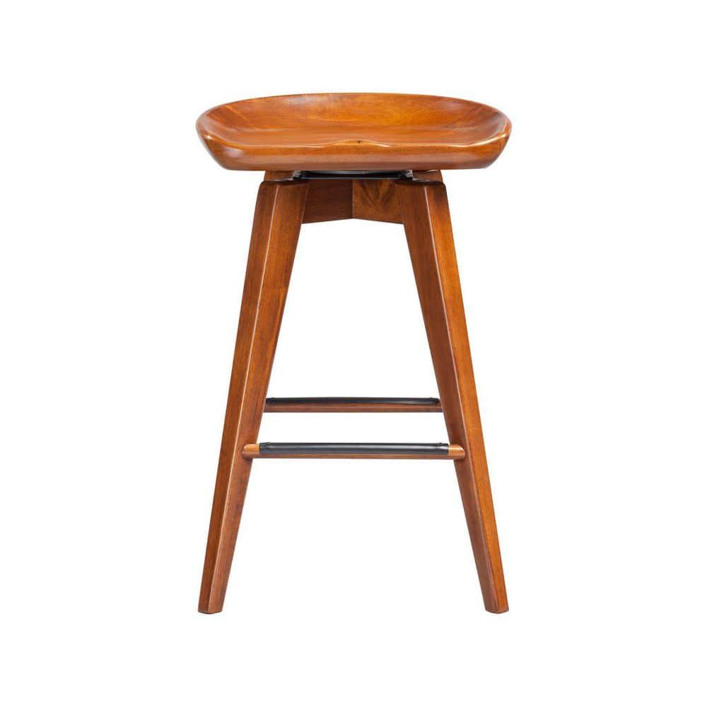 Boraam Bali 24" Backless Swivel Wood Counter Stool, Walnut Finish