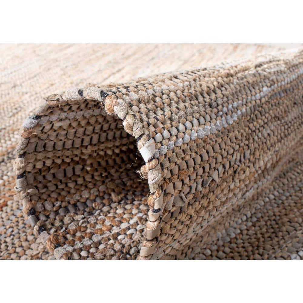 SAFAVIEH Vintage Leather Zharko Solid Braided Fringe Area Rug, Beige, 2'3" x 4'