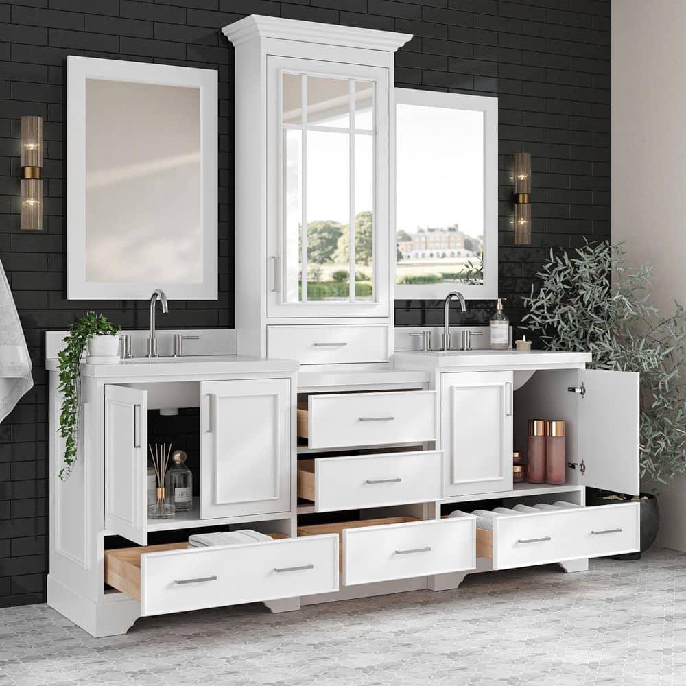 Ariel Stafford 85" Double Sink Vanity Set in White