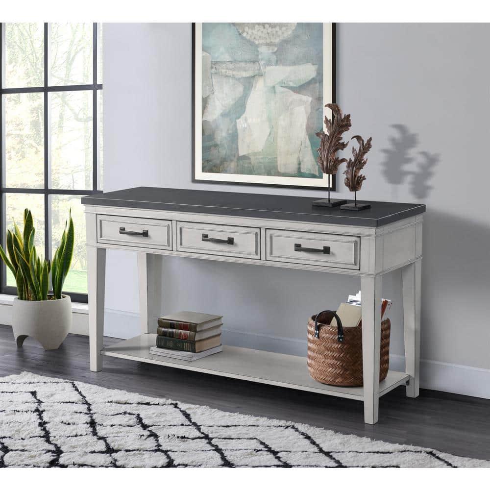 Martin Svensson Home Del Mar 3 Drawer Sofa Console Table White and Grey