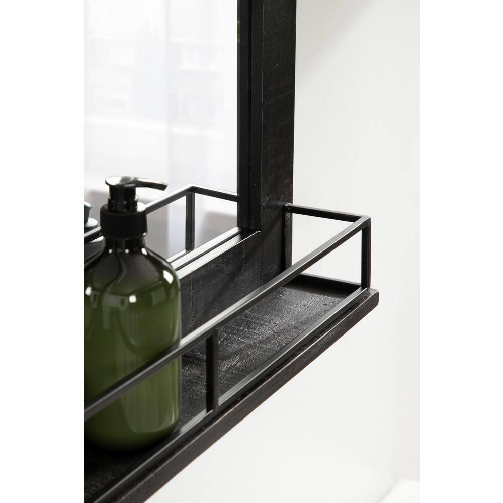 24" x 31" Cates Framed Wall Mirror with Shelf Black - Kate & Laurel All Things Decor: Modern Rectangular, No Assembly Required