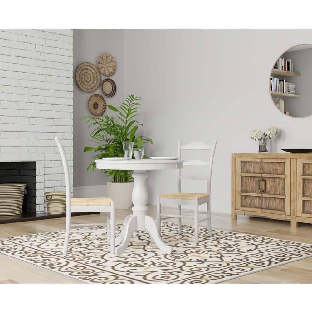 Carolina Living 30" Salem Round Pedestal Dining Table White Wash: Rubberwood, Non-Extension, Seats 2