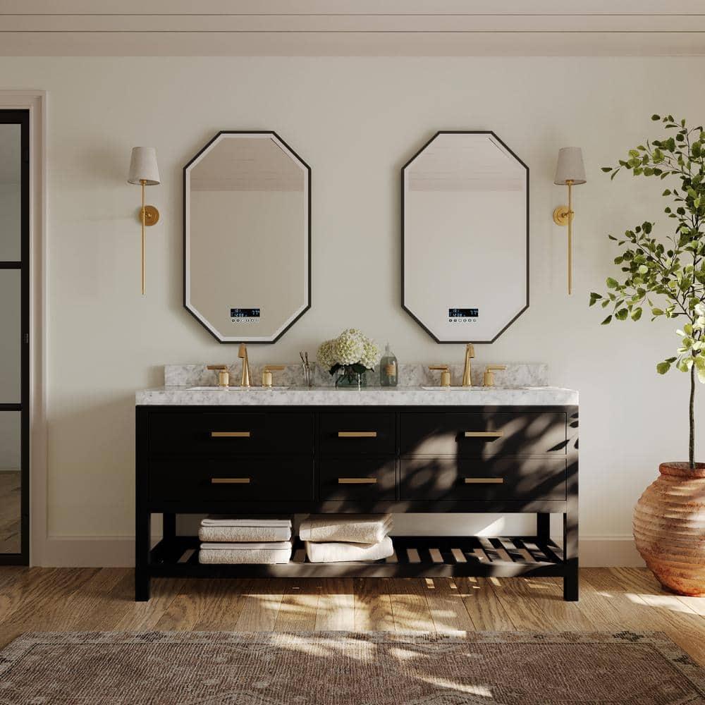Ancerre Designs Elizabeth 72" Wood Bathroom Vanity Set in Black Onyx