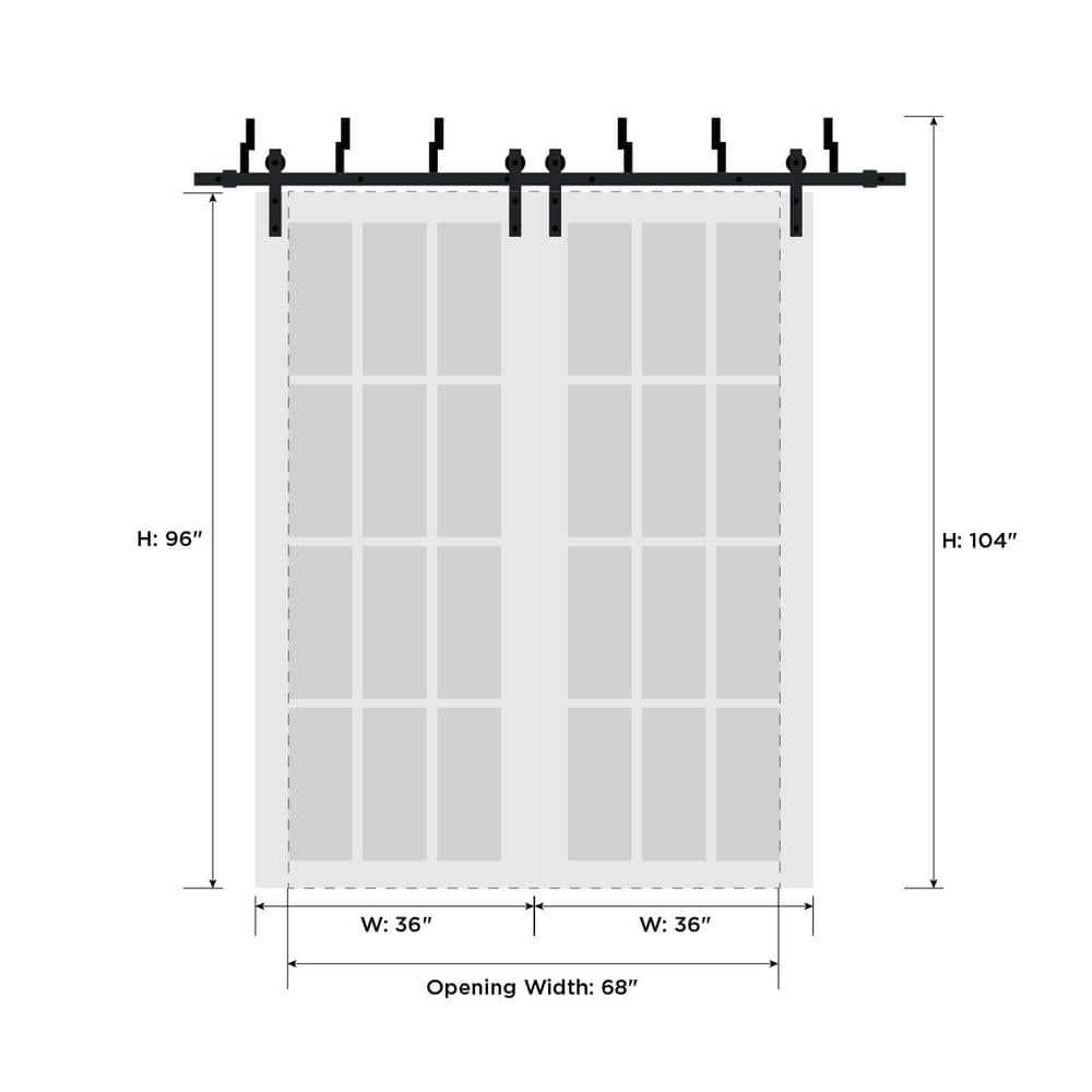 72 in x 96 in Oak Solid Wood Sliding Barn Door with Hardware Kit