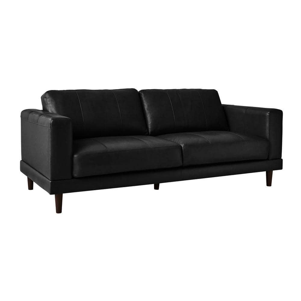 2pc Hanson Set Black - Picket House Furnishings: Leather Upholstery, Modern Sofa & Loveseat Combo