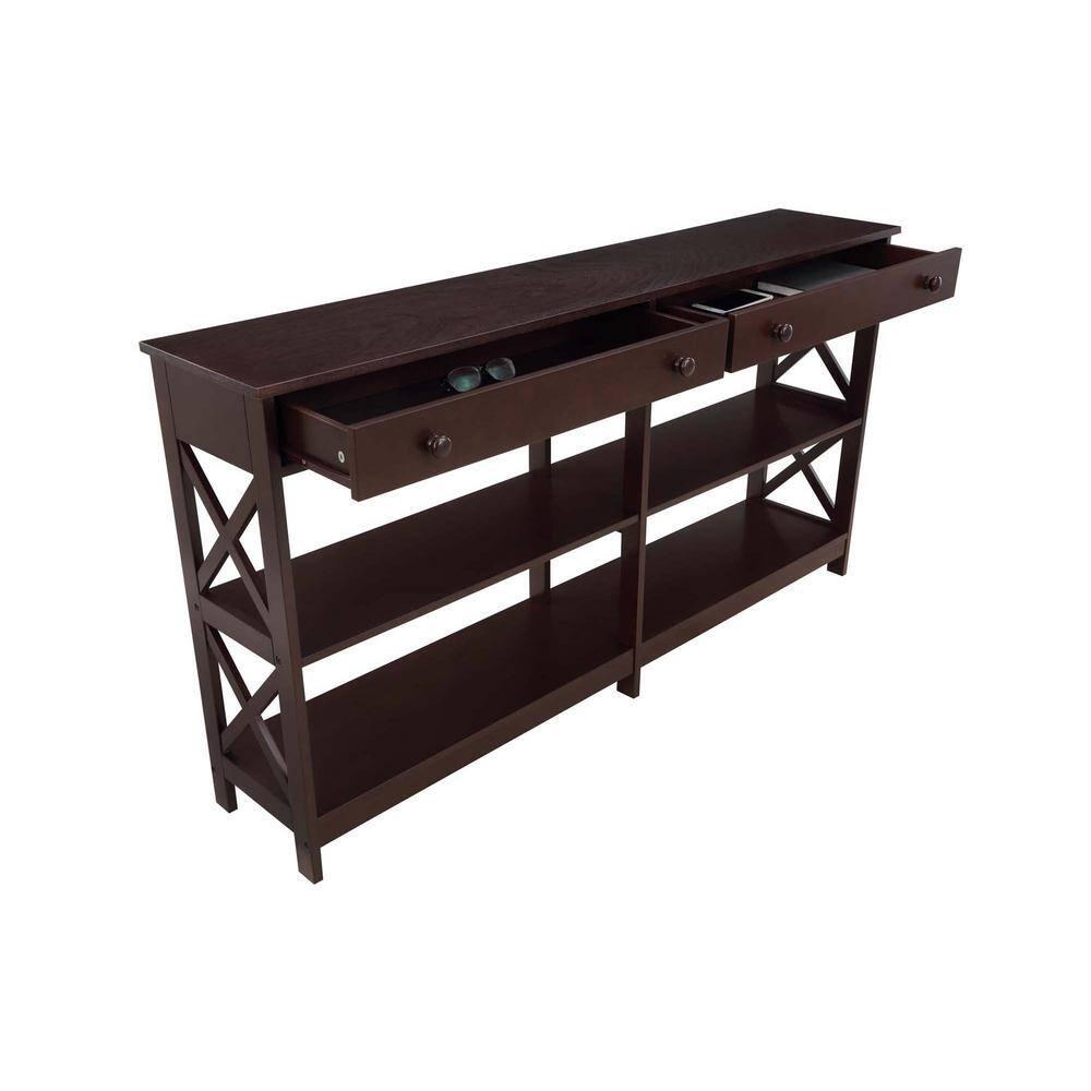 Convenience Concepts Oxford 2 Drawer 60 inch Console Table with Shelves
