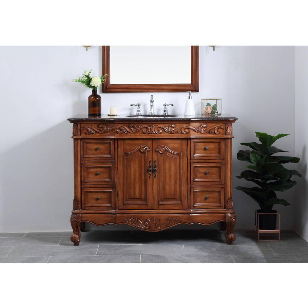 Elegant Decor Oakland 48" Single Marble Top Bathroom Vanity in Teak
