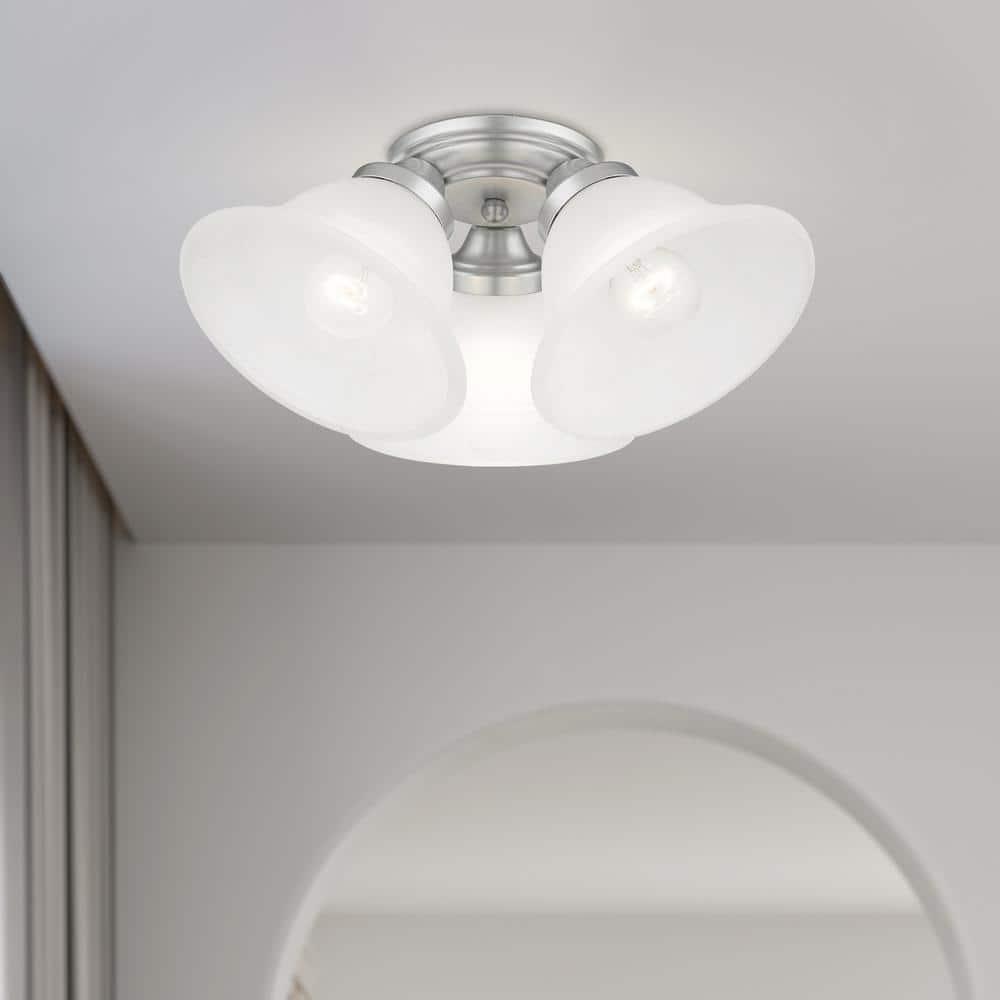 Livex Lighting Wynnewood 3 - Light Flush Mount in  Satin Nickel