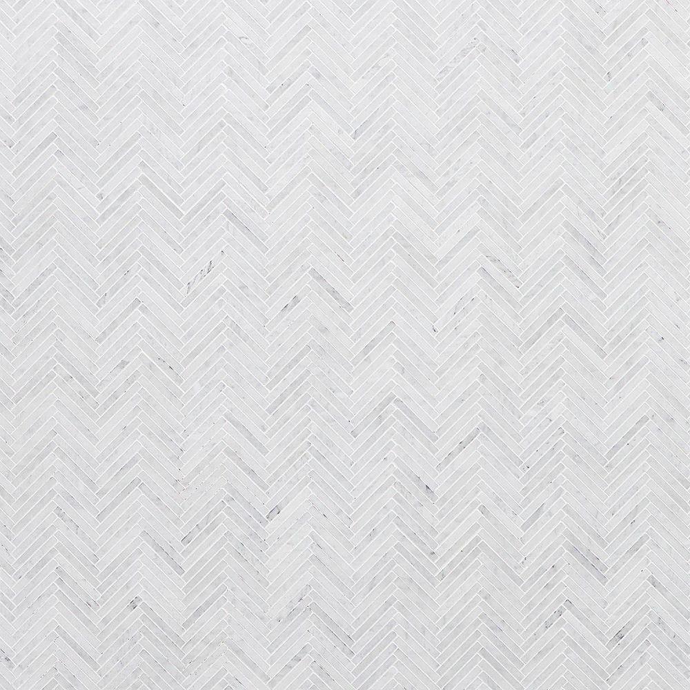 Marble Collection 0.5" X 4" Herringbone Natural Stone Mosaic Wall & Floor Tile