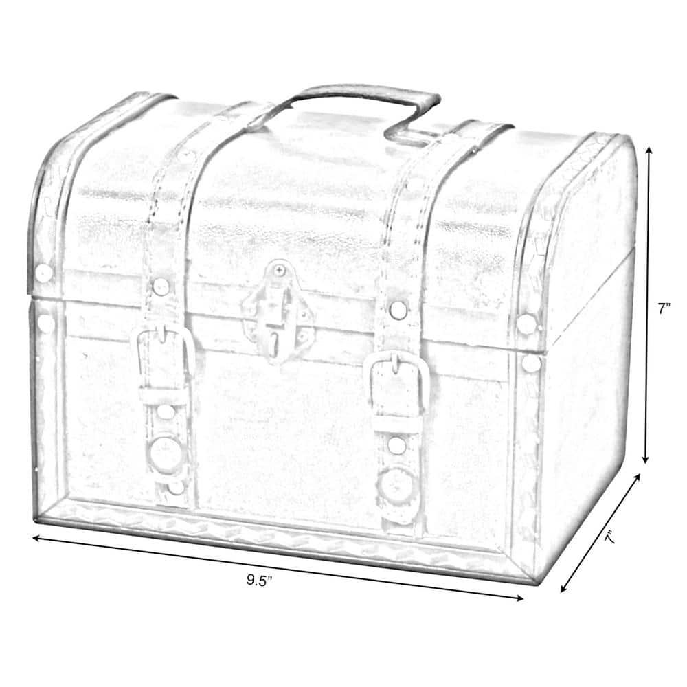 Vintiquewise Decorative Wood Leather Treasure Box - Large Trunk