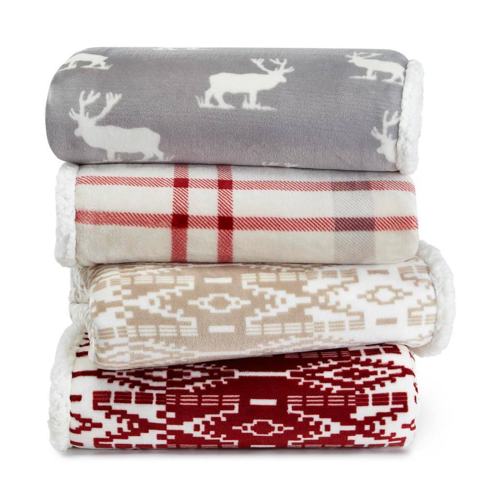 Eddie Bauer Eddie Bauer Printed Plush Fleece/Sherpa Throw Blankets