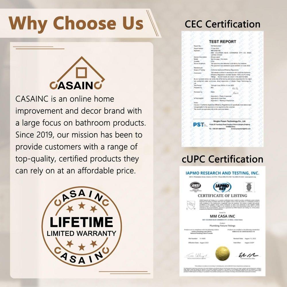 CASAINC Pressure-Balanced (Temperature And Volume) All-In-One Kit with Rough in-Valve M6066-A-10-BG