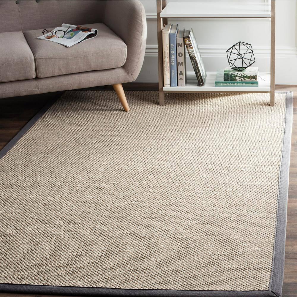 Debroh Natural Fiber Sisal With Latex Solid Color Rug