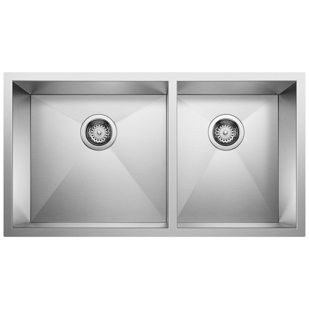 Blanco 515821 Precision 33" L x 18'' W Double Bowl Stainless Steel Undermount Kitchen Sink