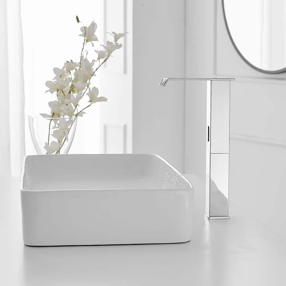 BWE DC Automatic Sensor Touchless Vessel Sink Faucet Single Hole Bathroom Faucet with Pop Up Drain