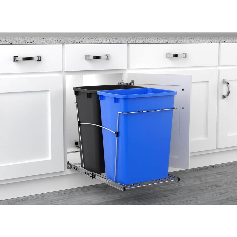 Rev-A-Shelf Rev-A-Shelf Double 35 Quart Pull Out Kitchen Waste Containers, Blue/Black