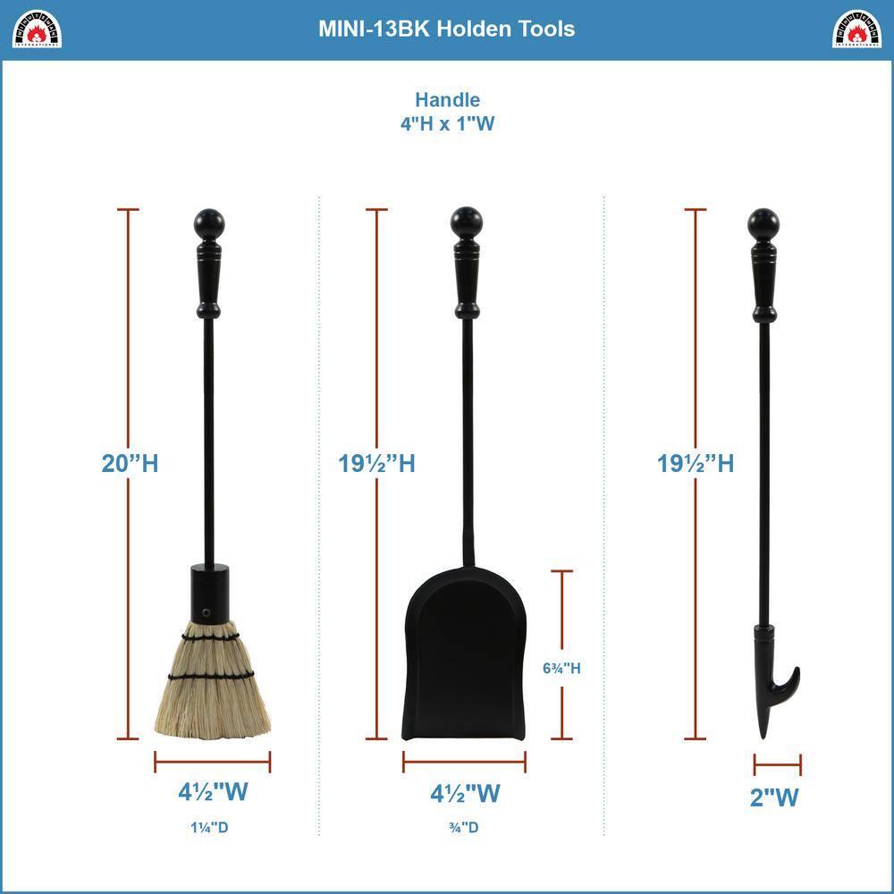 Holden Mini Fireplace Tool Set, Black