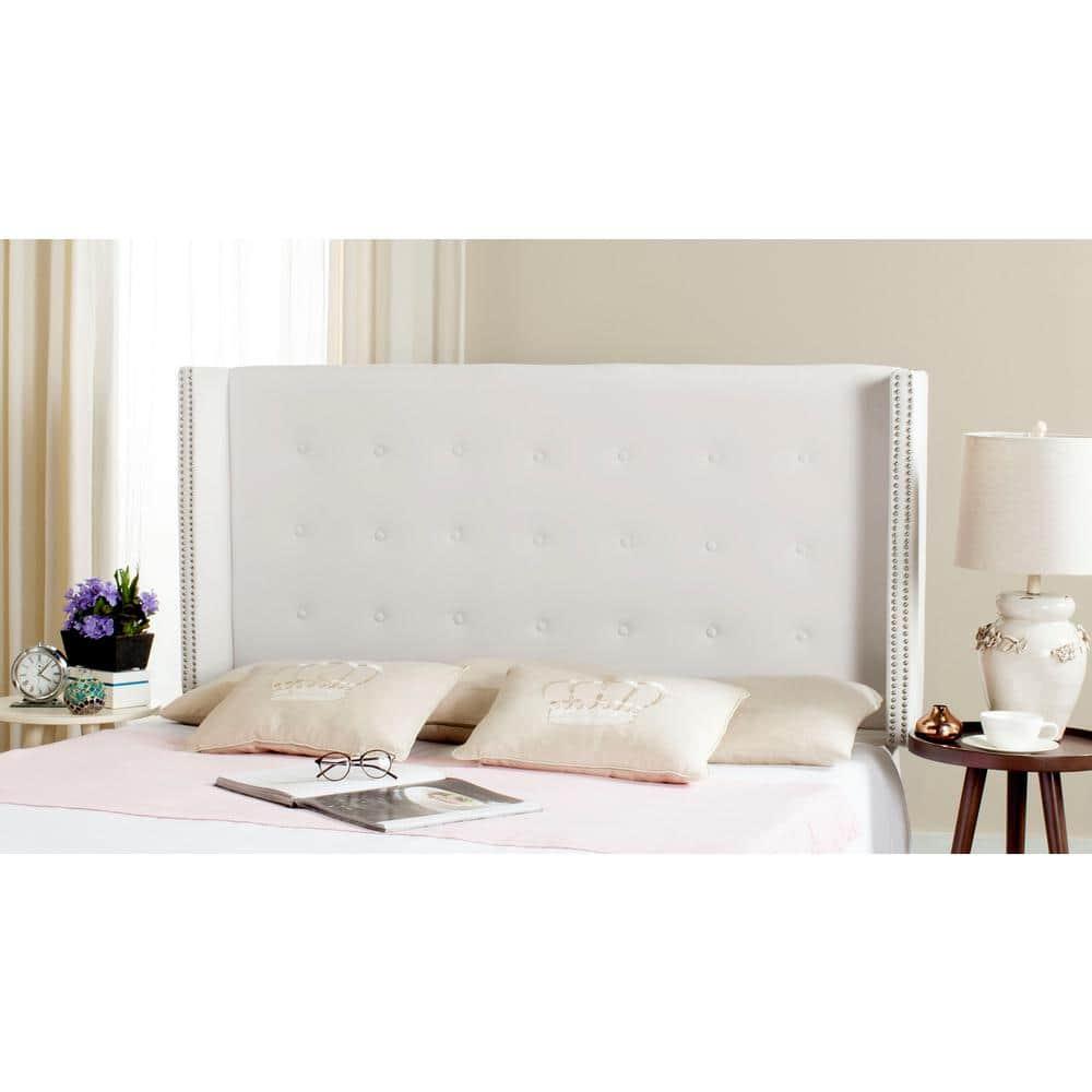 SAFAVIEH Keegan Winged Tufted Wood Headboard with Nail Heads, Queen, White