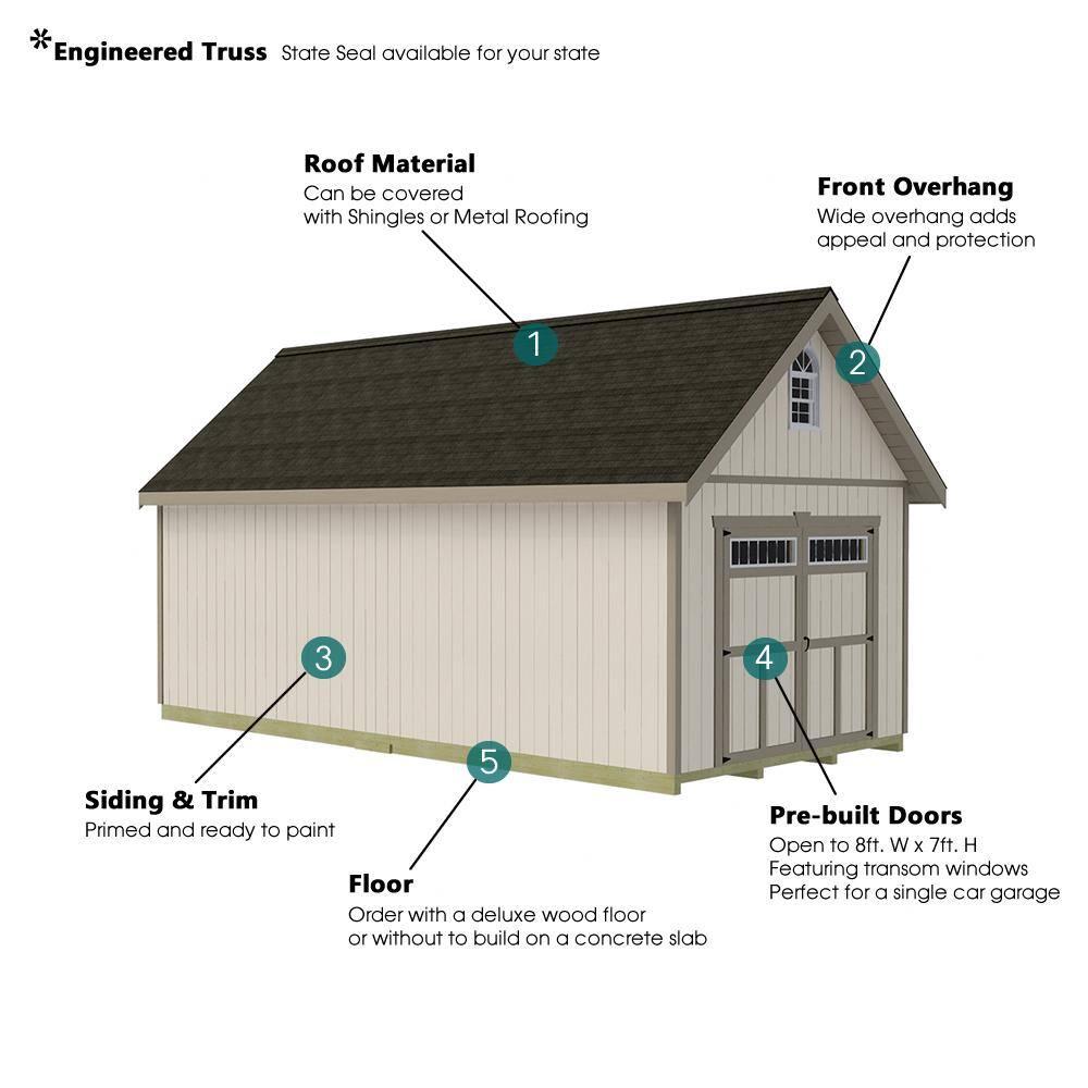 Best Barns Geneva Wooden Storage Shed with Swing Open Doors & Transom Windows 8' x 20' x 12'