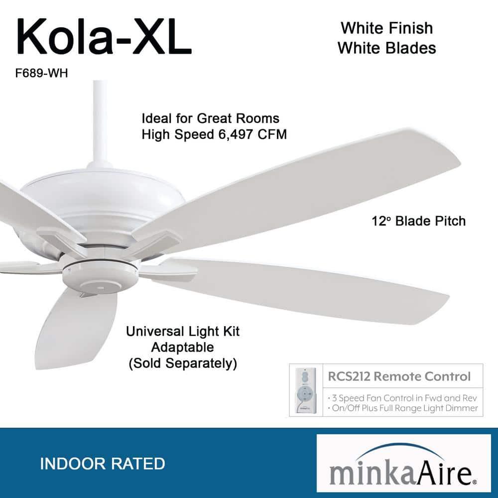 60" Minka Aire Modern Large Indoor Ceiling Fan with Remote Control White for Living Room Kitchen Bedroom Family Dining Home Office