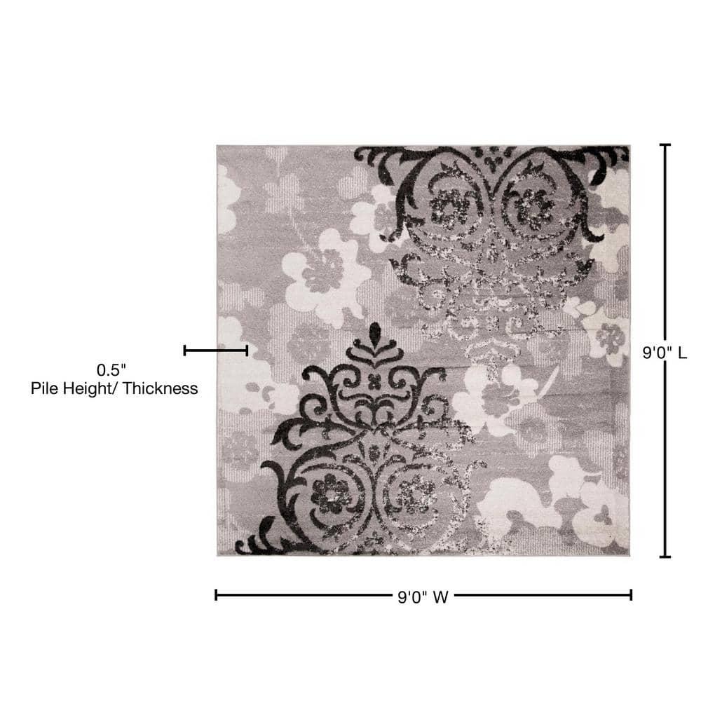 Adirondack ADR114 Machine Made Indoor Area Rug - Silver/Ivory - 9'x9' - Safavieh