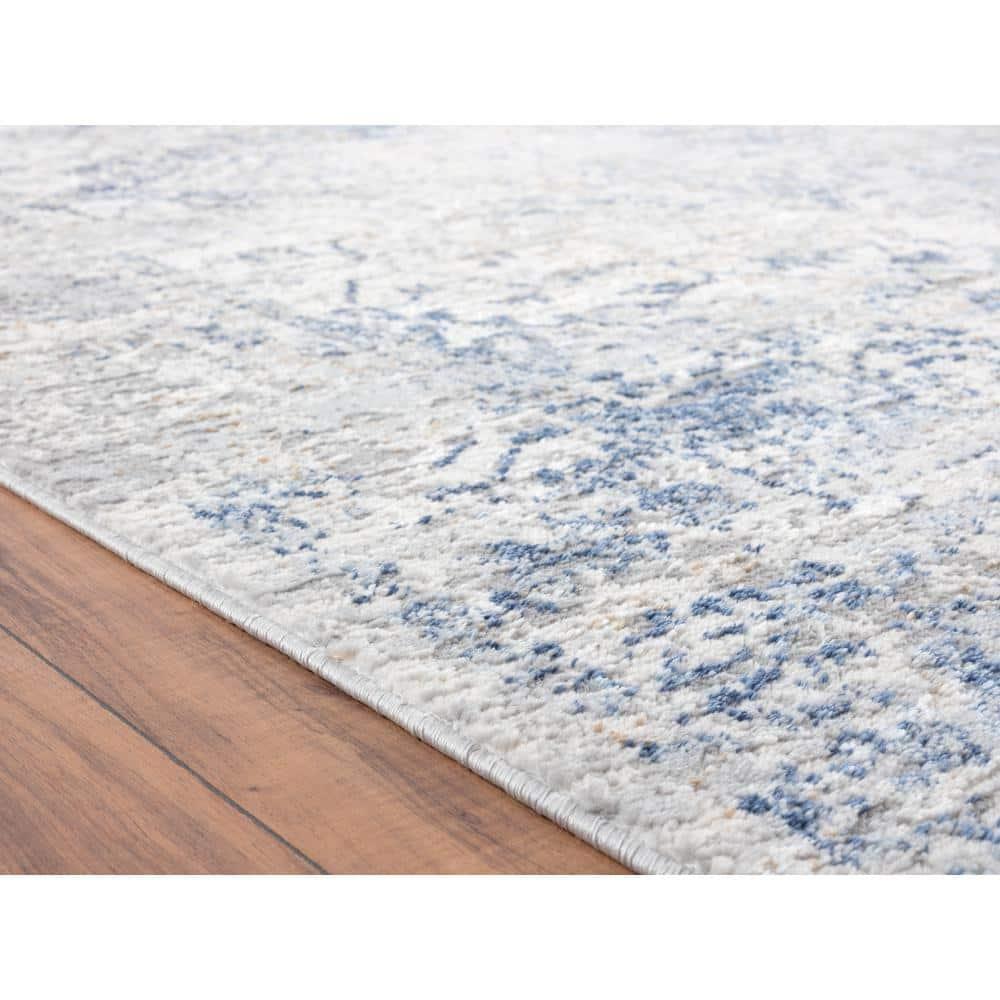 United Weavers Austin Area Rug 4540 20460 Clark Blue Bordered Scrolls 2' 7" x  7' 4" Rectangle