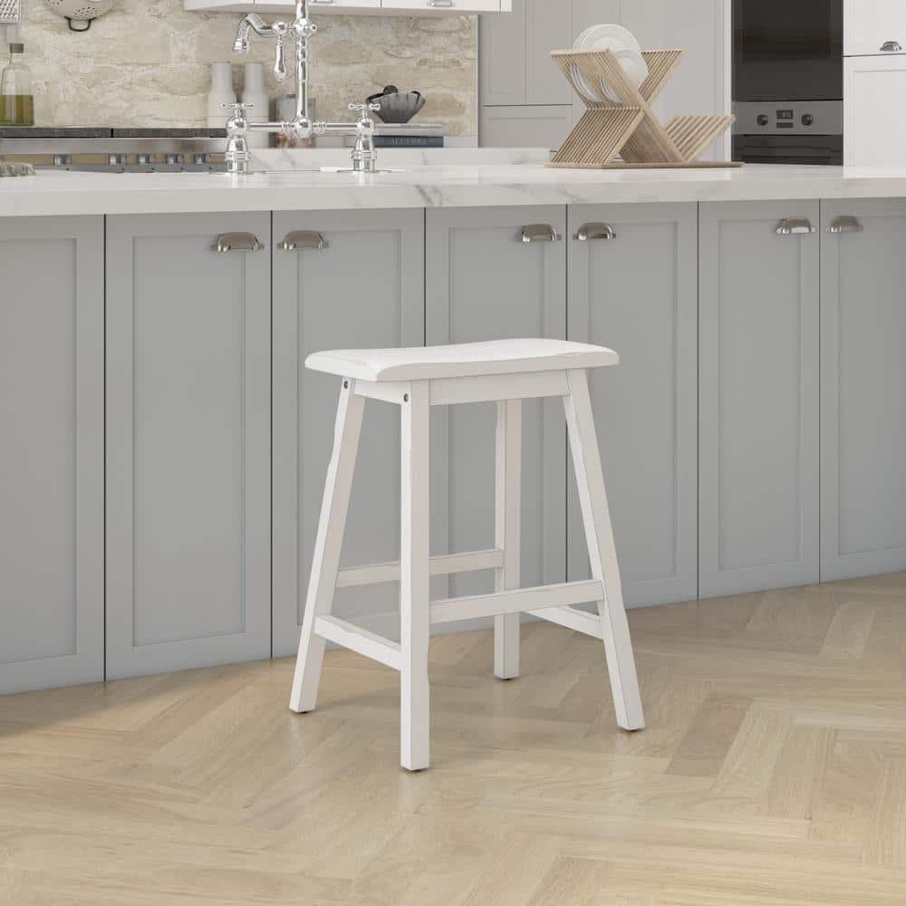 Hillsdale Furniture Moreno Backless 24" NonSwivel Counter Height Barstool Sea White: Wooden Kitchen Stool, Fixed Height