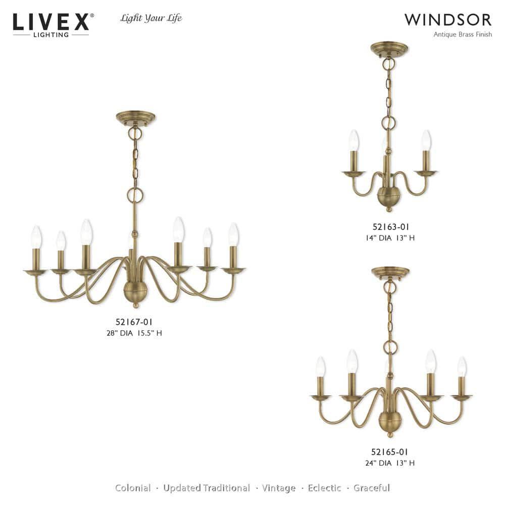 Livex Lighting Windsor 5 - Light Chandelier in  Antique Brass