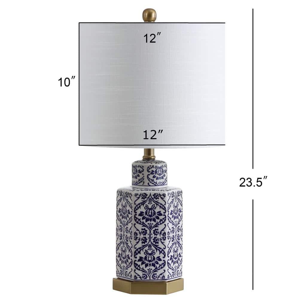 JONATHAN Y JYL3050A Diana 23.5" Ginger Jar Ceramic/Metal LED Table Lamp Classic Traditional Bedside Desk Nightstand Lamp for Bedroom Living Room Office College Bookcase LED Bulb Included, Blue/White