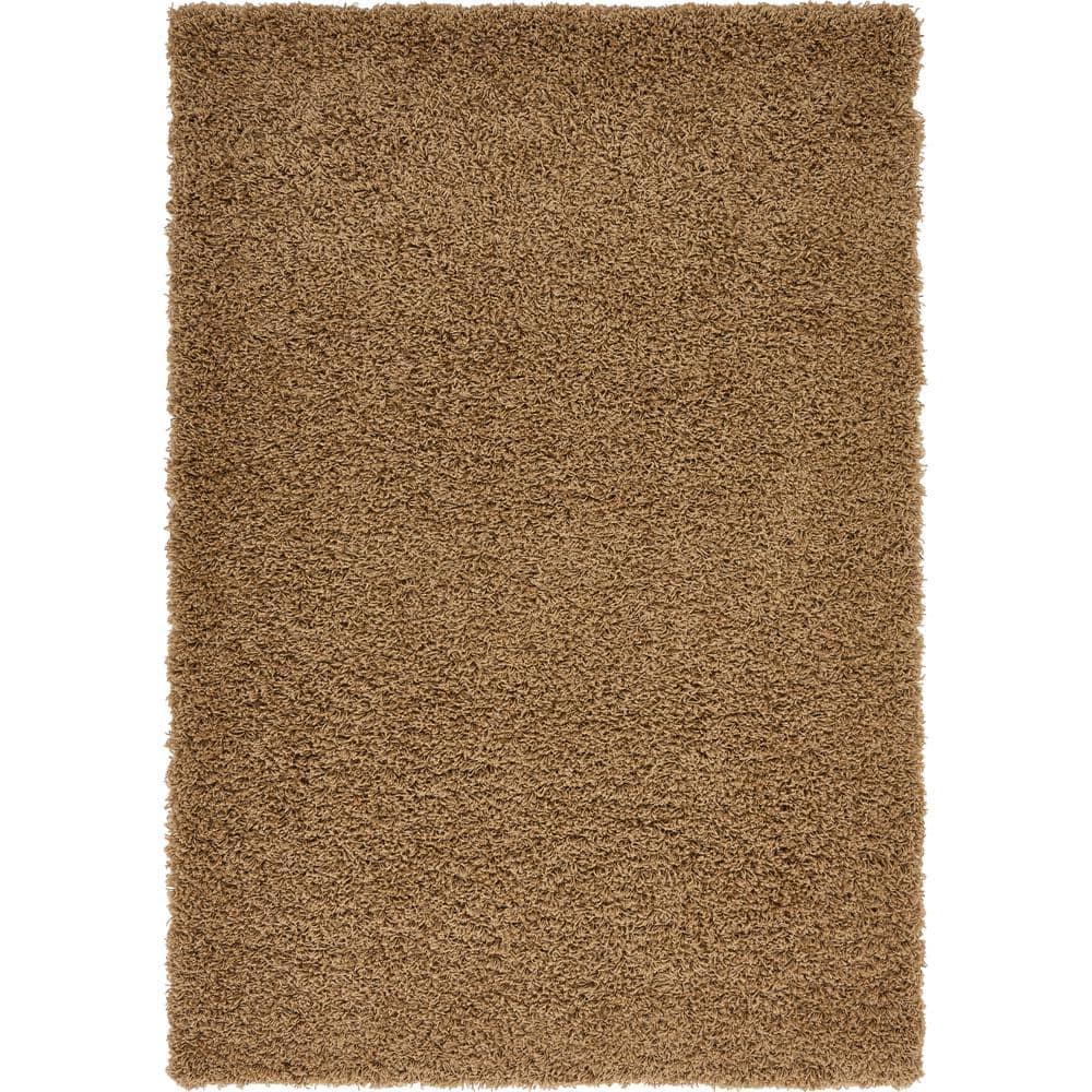 Unique Loom 4' 0 x 6' 0 Solid Shag Sandy Brown Area Rug