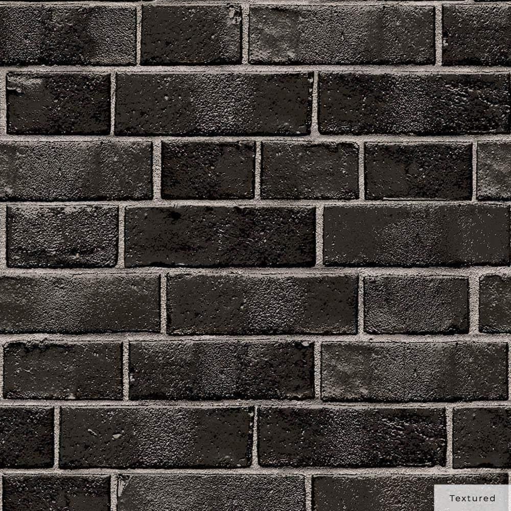 Tempaper & Co.® Brick Removable Peel and Stick Wallpaper, Ebony Brick, 28 sq ft: Faux Sticky Vinyl, Classic Pattern