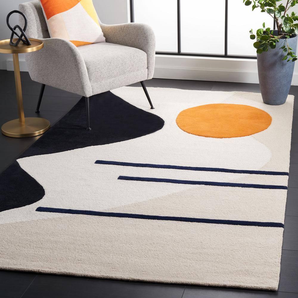 Rodeo Drive RD883 Hand Tufted Indoor Accent Rug - 4'x6' - Beige/Black - Safavieh