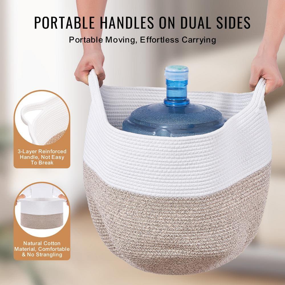 VEVOR Cotton Rope Storage Basket 67L Woven Blanket Basket 20 x 20 x 13 in