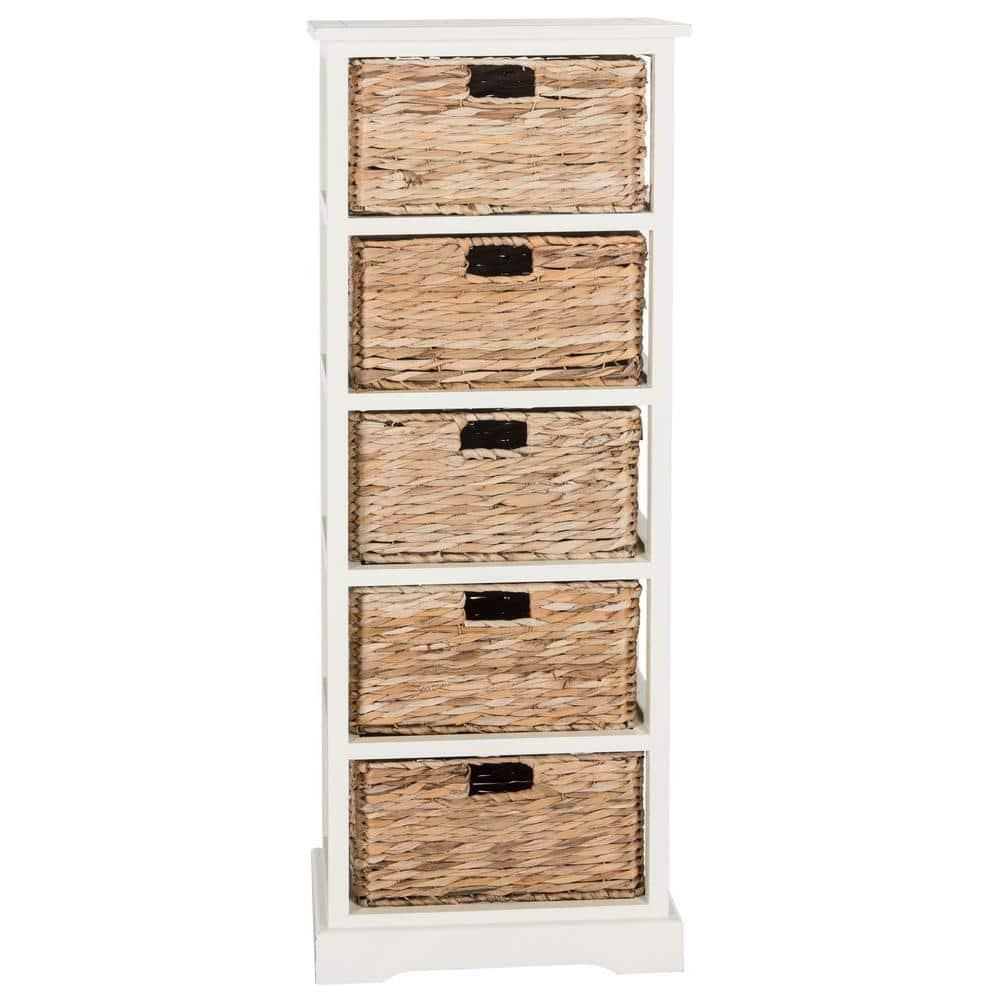Dovecove White 5-Drawer Wicker Basket Storage Tower (Fully Assembled) | Wayfair