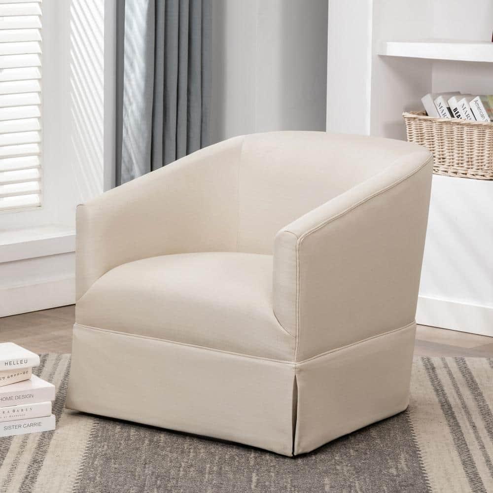 Comfort Pointe Elm Skirted Swivel Accent Chair Linen: Polyester Upholstery, No Assembly, Foam Fill